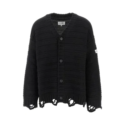 MM6 MAISON MARGIELA DISTRESSED WOOL BLEND CARDIGAN