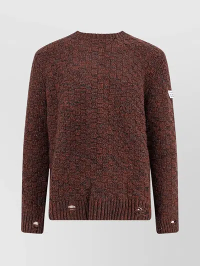 MM6 MAISON MARGIELA DISTRESSED WOOL BLEND CREW-NECK SWEATER