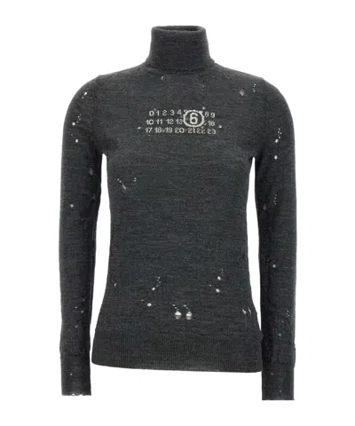 MM6 MAISON MARGIELA MM6 MAISON MARGIELA NUMBERS-MOTIF DISTRESSED JUMPER