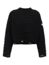 Mm6 Maison Margiela Distressed Wool Sweater In Black