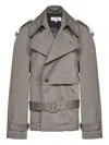 Mm6 Maison Margiela Double-breasted Belted Trench Jacket In Gray