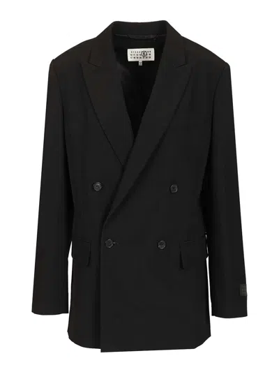 Mm6 Maison Margiela Double-breasted Blazer Jackets Black