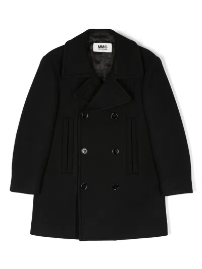 Mm6 Maison Margiela Kids' Double-breasted Coat In Black