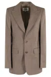 Mm6 Maison Margiela Double-breasted Gray Wool Blazer In Brown