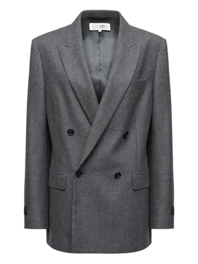 MM6 MAISON MARGIELA DOUBLE-BREASTED MEDIUM GREY JACKET WITH ELEGANT TAILORING