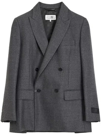 Mm6 Maison Margiela Double-breasted Tailored Jacket With Notch Lapel In Gray