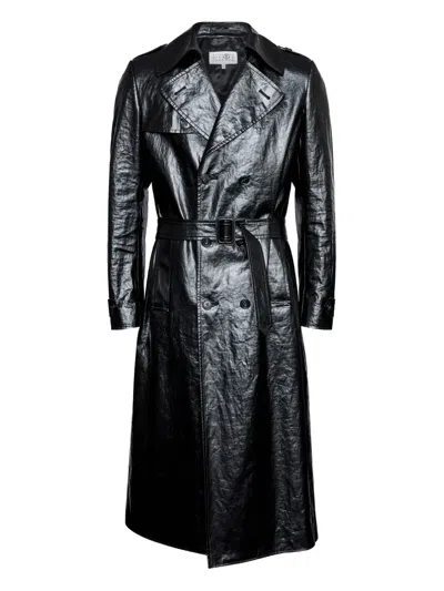 Mm6 Maison Margiela Double-breasted Trench Coat In Black