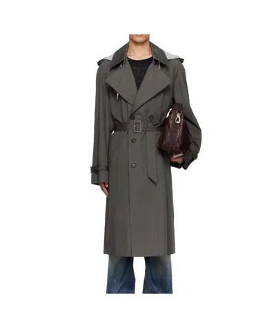 Mm6 Maison Margiela Double-breasted Trench Coat In Gray