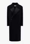 Mm6 Maison Margiela Wool Blend Coat With Satin Lapel In Black