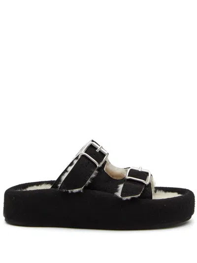 Mm6 Maison Margiela Double-buckle Slides In Black