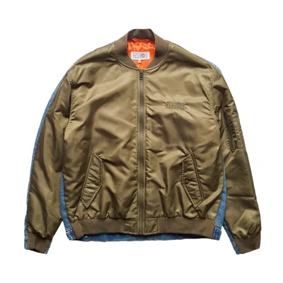 Pre-owned Mm6 Maison Margiela Double Fabric Zip Bomber Jacket 'green' | Men's Size 46