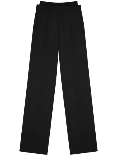Mm6 Maison Margiela Double-layer Straight-leg Trousers In Black