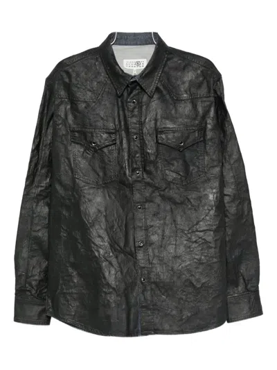 Mm6 Maison Margiela Double-pockets Cotton Shirt In Blue