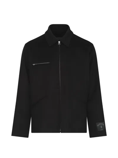 Mm6 Maison Margiela Double-faced Wool Zip Jacket In Black