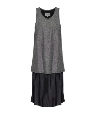 Mm6 Maison Margiela Double-layer Dress In Gray