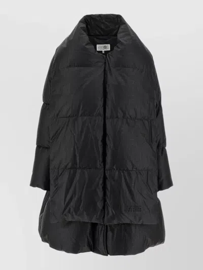 Mm6 Maison Margiela Down Jacket Scarf Detail Belted Waist In Black