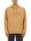 Mm6 Maison Margiela Graphic Print Hooded Sweater In Gold