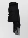 Mm6 Maison Margiela Draped Crew Neck Top With Fringe Detail