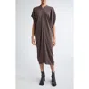 Mm6 Maison Margiela Brown Crepe Draped Midi Dress In Brown