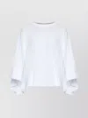 Mm6 Maison Margiela Draped Sleeve Flowy Round Neck Top In White