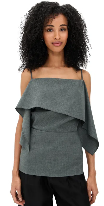 Mm6 Maison Margiela Draped Tank Top Dark Grey Melange In Blue