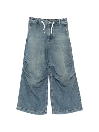 Mm6 Maison Margiela Kids' Draped Wide-leg Jeans In Blue
