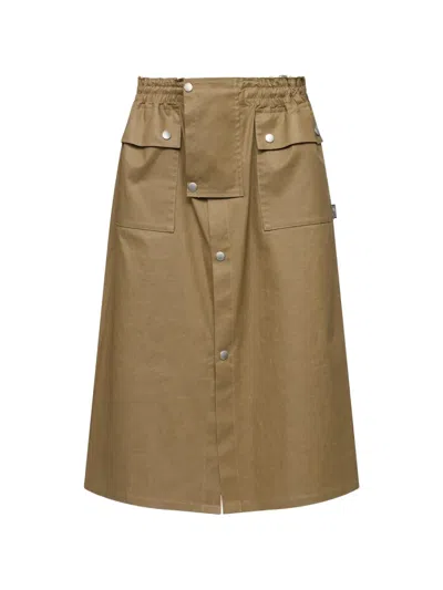 Mm6 Maison Margiela Drawstring Coated Cotton Midi Skirt In Green
