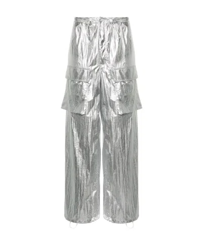MM6 MAISON MARGIELA DRAWSTRING-FASTENING METALLIC TROUSERS