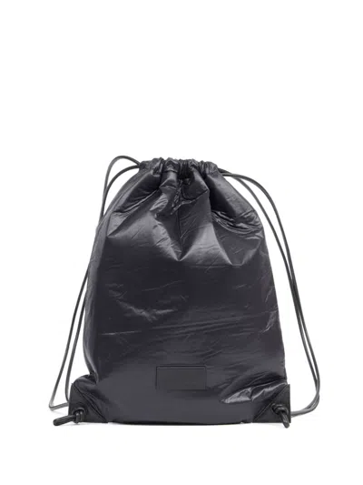 Mm6 Maison Margiela Drawstring Faux-leather Backpack In Black