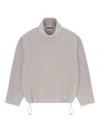 Mm6 Maison Margiela Drawstring Fleece Long-sleeved T-shirt In Gray