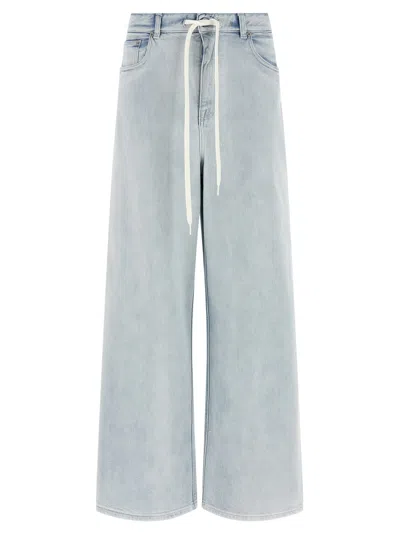 Mm6 Maison Margiela Drawstring Wide Leg Jeans In Blue