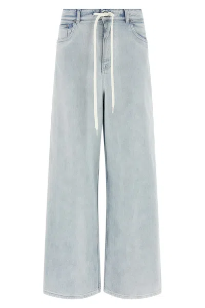 Mm6 Maison Margiela Drawstring Wide Leg Jeans In Blue