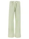 Mm6 Maison Margiela Elastic Waistband Wide Leg Trousers With Back Pocket In Green