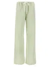 Mm6 Maison Margiela Elastic Waistband Wide Leg Trousers With Back Pocket In Green
