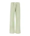 Mm6 Maison Margiela Elastic Waistband Wide Leg Trousers With Back Pocket In Green