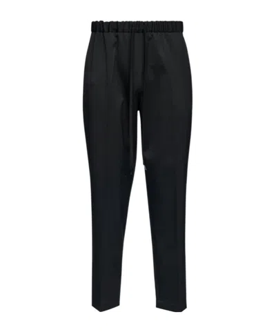 Mm6 Maison Margiela Drawstring Tailoring Wool Trousers In Black