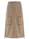 Mm6 Maison Margiela Beige Drawstring Midi Skirt In Brown