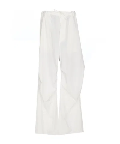 Mm6 Maison Margiela Drawstring-waist Palazzo Trousers In Off White