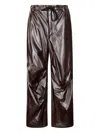 Mm6 Maison Margiela Wide-fit Leather-like Pants With Drawstring Waist In Black