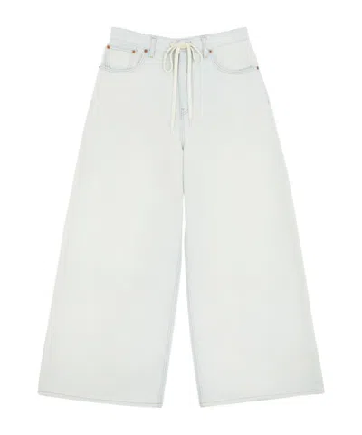 Mm6 Maison Margiela Drawstring-waist Wide-leg Jeans In Light Blue