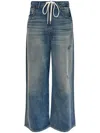 Mm6 Maison Margiela Mm6 By Maison Margiela Wide-leg Drawstring Jeans With Distressed Details In Blue