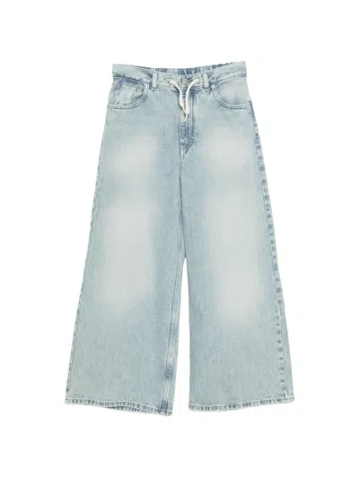 Mm6 Maison Margiela Kids' Drawstring Wide-leg Jeans In Blue