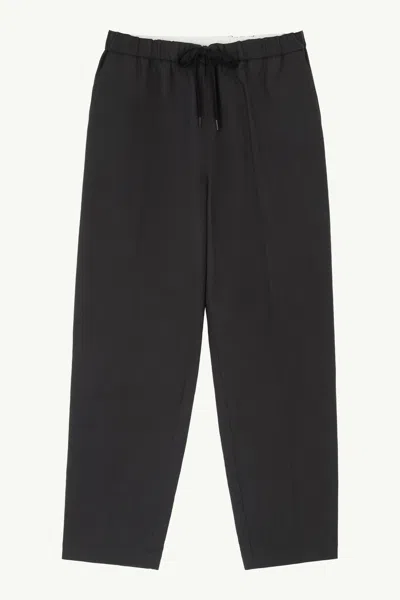 Mm6 Maison Margiela Drawstring Wool Shirting Trousers In Anthracite