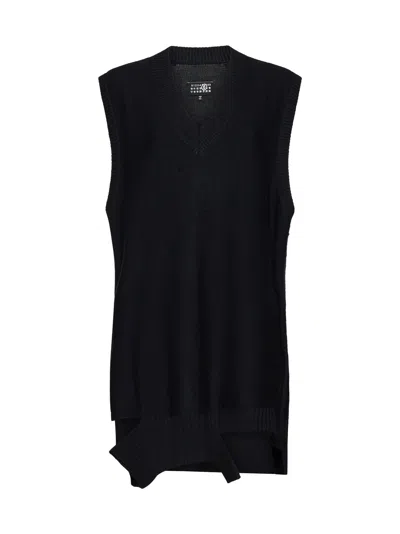 Mm6 Maison Margiela Black Shirting Darting Minidress