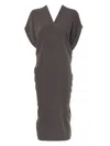 Mm6 Maison Margiela Brown Crepe Draped Midi Dress