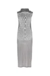 Mm6 Maison Margiela Midikleid Mit Grafischem Print In Grey