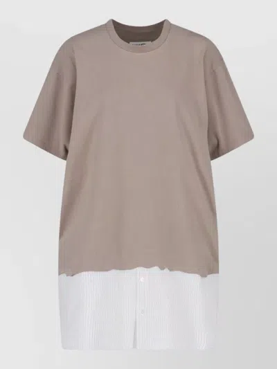 Mm6 Maison Margiela Beige Elegant Dress With Minimalist Silhouette In Brown