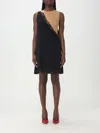 Mm6 Maison Margiela Asymmetrical Black Midi Dress With Lace Detailing In Black