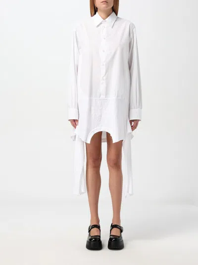 Mm6 Maison Margiela White Cotton Poplin Shirt Minidress In Weiss