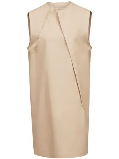 Mm6 Maison Margiela Dress With Cap Sleeves And Pleats In Brown